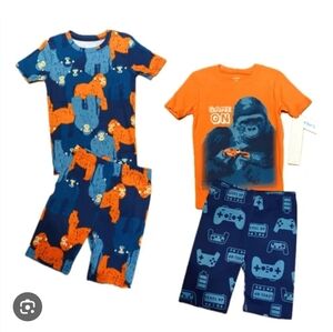 NWT Carters Boy 4pc PJ Set - 100% Cotton 2 Shirts And 2 Shorts Size 6